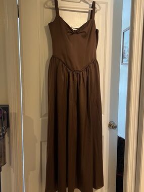Brown satin corset gown